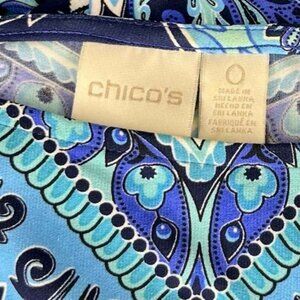 Chico's Vibrant Blue and Black Paisley Scarf